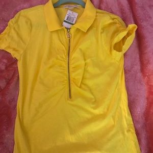 Michael Kors Polo with Zipper -Yellow sz L